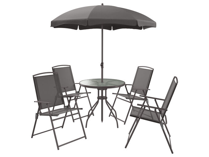Set tavolo con ombrellone e sedie da giardino Livarno Home da Lidl: in offerta al prezzo di 189 euro